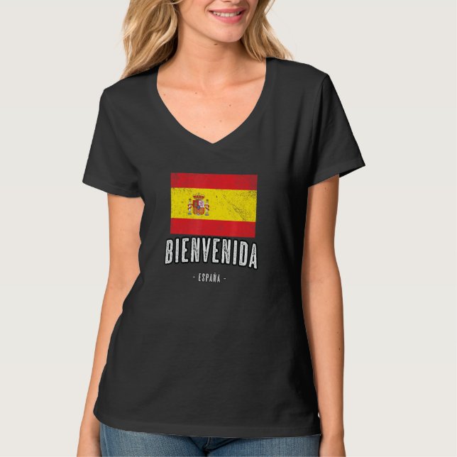 Camiseta Bienvenida España Es Ciudad Bandera - Bandera Ropa (Anverso)