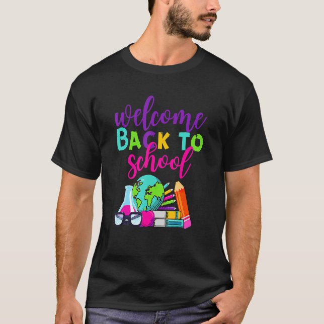 Camiseta Bienvenida Feliz Primer Día De La Escuela (Anverso)