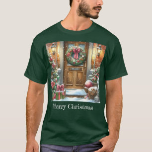 Camiseta Bienvenida Festiva Navidad Verde