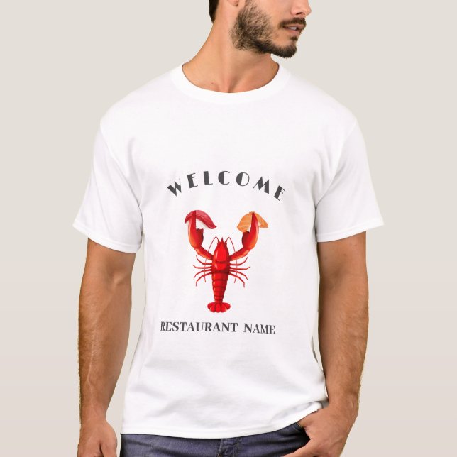 Camiseta bienvenida Lobster sushi mariscos Nombre del merca (Anverso)