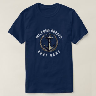 Camiseta Bienvenida Náutica moderna a bordo Anclaje de nomb