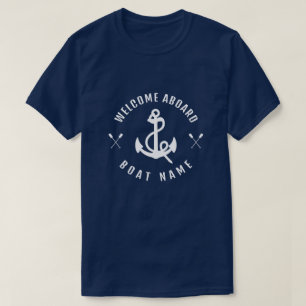 Camiseta Bienvenida Náutica moderna a bordo Anclaje de nomb