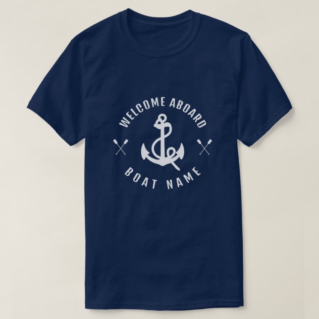 Camiseta Bienvenida Náutica moderna a bordo Anclaje de nomb (Diseño del anverso)