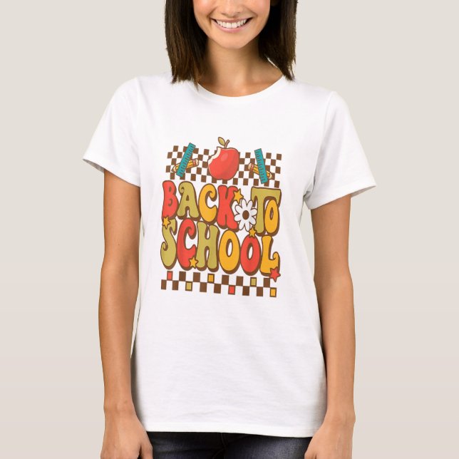 Camiseta Bienvenida Retro Elemental Groovy Teacher Vibes (Anverso)