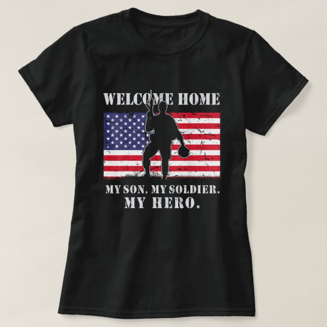 Camiseta Bienvenido a casa ejército de Reunión de mi hijo s