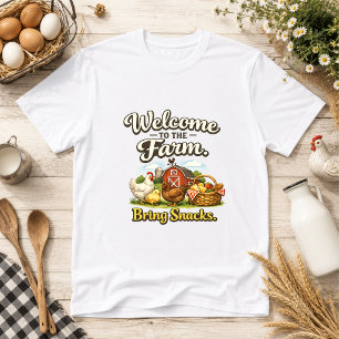 Camiseta Bienvenido a la Granja. Traiga Snacks. Humor de Gr