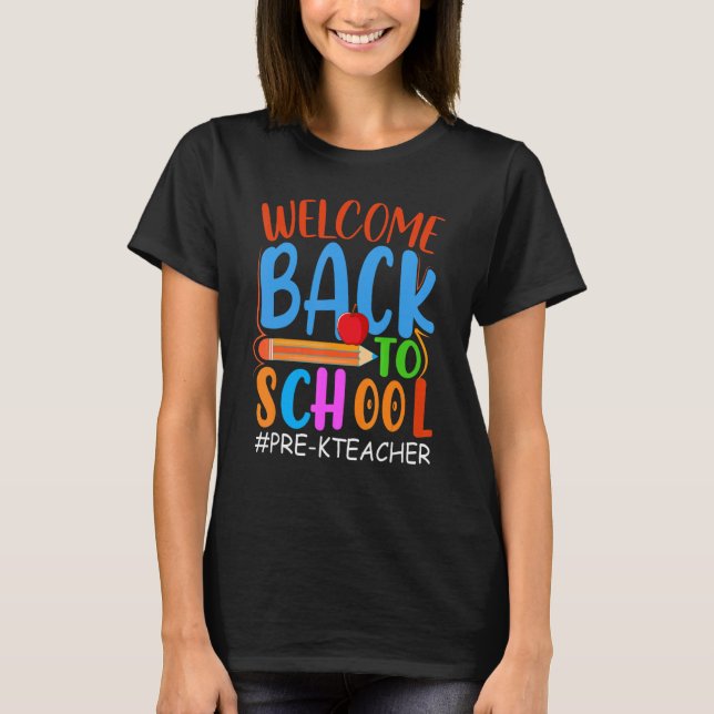 Camiseta Bienvenido De Nuevo A La Escuela Lápiz Apple Pre K (Anverso)