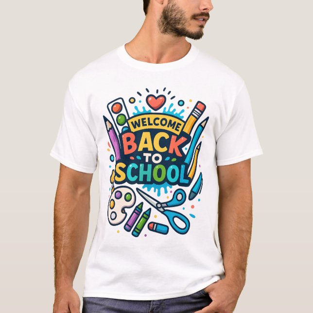 Camiseta Bienvenido de vuelta al diseño de arte divertido e (Anverso)