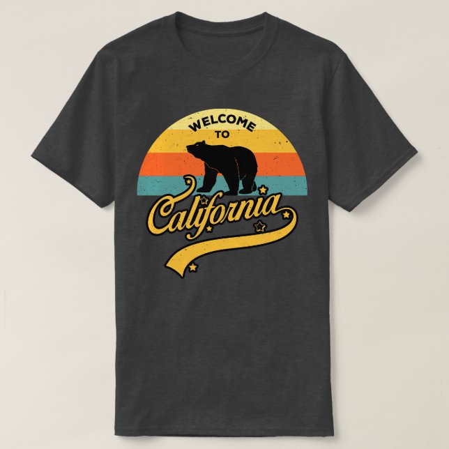 Camiseta Bienvenidos A California Retro Sunset Bear USA Tri (Diseño del anverso)