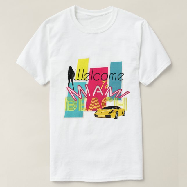Camiseta Bienvenidos A Miami Beach (Diseño del anverso)