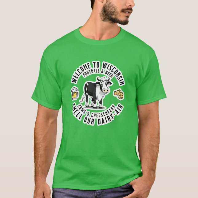 Camiseta Bienvenidos a Wisconsin, olores nuestro aire lácte (Anverso)