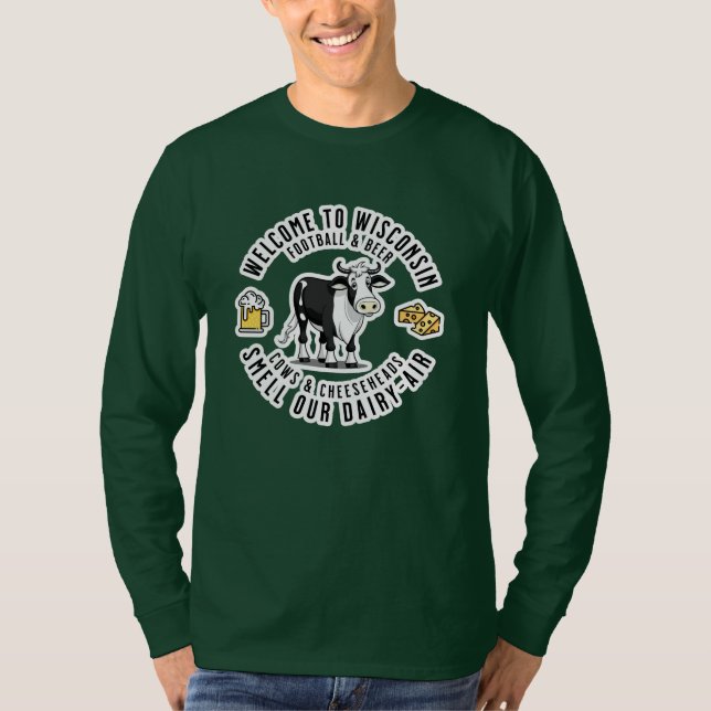 Camiseta Bienvenidos a Wisconsin, olores nuestro aire lácte (Anverso)