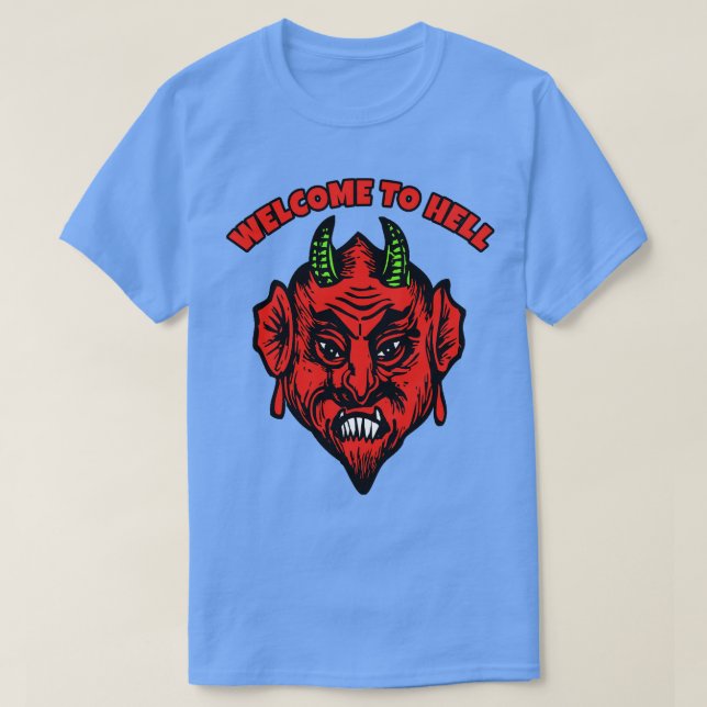 CAMISETA BIENVENIDOS AL INFIERNO CON DEMONIOS O DEMONIOS (Diseño del anverso)