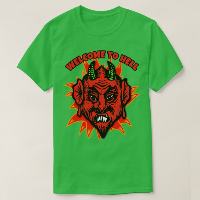 CAMISETA BIENVENIDOS AL INFIERNO CON EL DEVIL (Diseño del anverso)