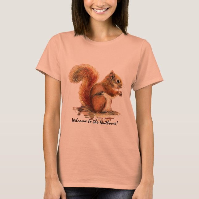 Camiseta Bienvenidos al Nuthouse Humor Cute Red Squirrel (Anverso)
