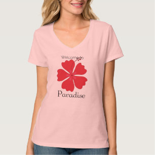 Camiseta Bienvenidos Al Paraíso Con Hibiscus Tropical