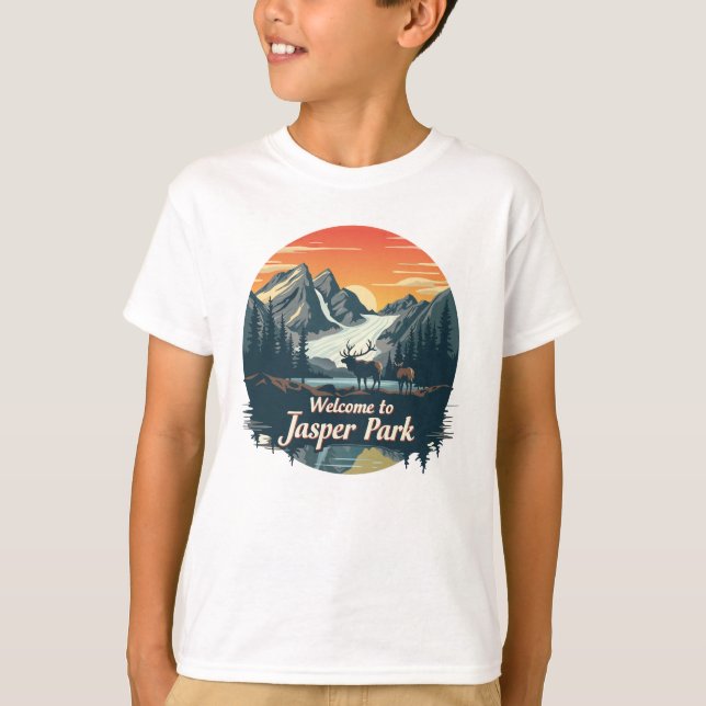 Camiseta Bienvenidos al Parque Nacional Canadiense Jasper (Anverso)