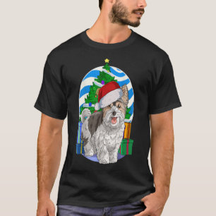 Camiseta Biewer Terrier Dog Santa Christmas Tree Decor Rega