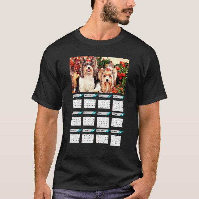 Camiseta Biewer Terrier Puppies Calendario 2023 (Anverso)