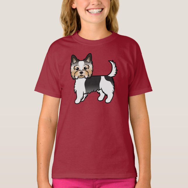 Camiseta Biewer Terrier Yorkshire Terrier Cute Cartog Dog (Anverso)