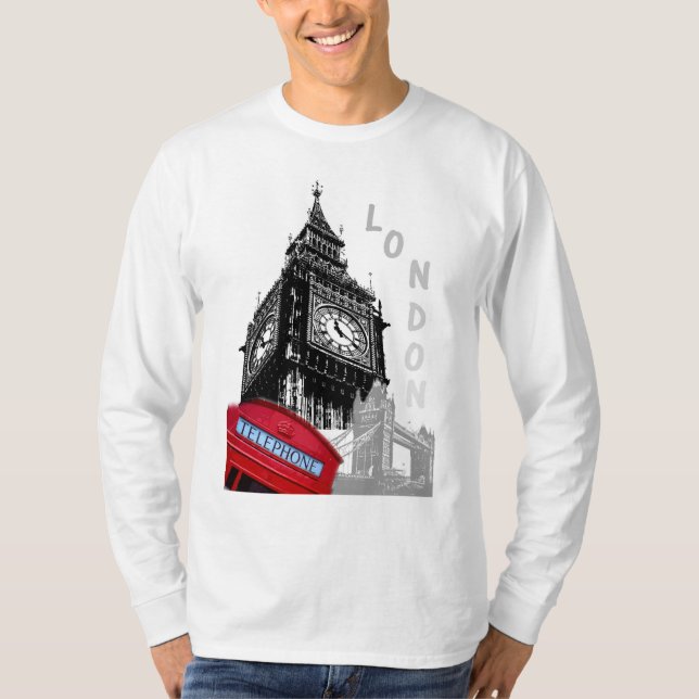 Camiseta Big Ben Clock Tower Red Phone Box London (Anverso)