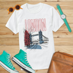 Camiseta Big Ben Londres Boceto Reino Unido Monumento Recue