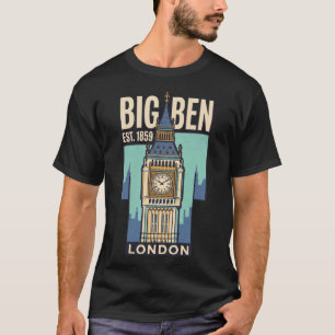 Camiseta Big Ben Londres Inglaterra Póster de Viaje Retro V
