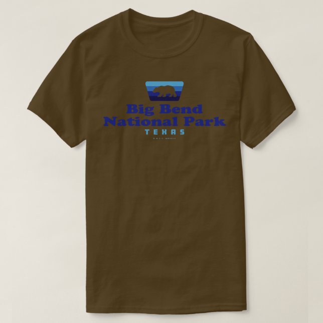 Camiseta Big Bend Parque Nacional Insignia Retro Bear Azul (Diseño del anverso)