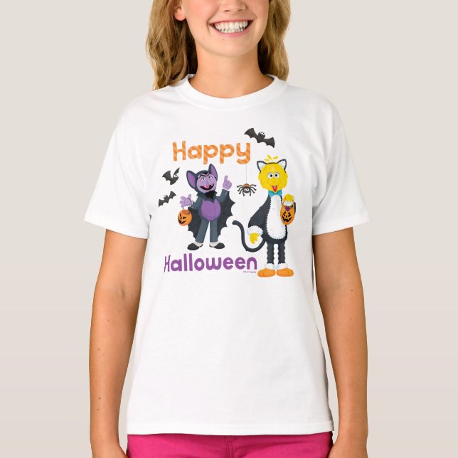 Camiseta Big Bird and Count | Feliz Halloween (Anverso)