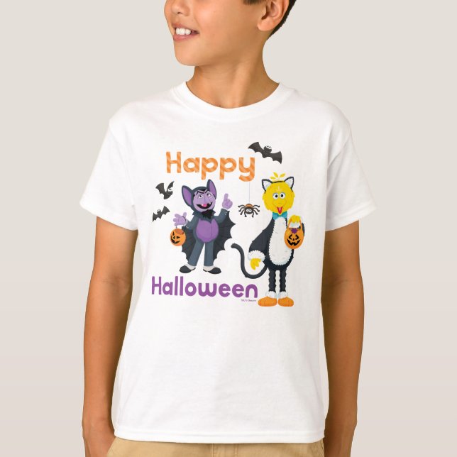 Camiseta Big Bird and Count | Feliz Halloween (Anverso)