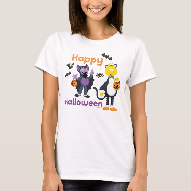 Camiseta Big Bird and Count | Feliz Halloween (Anverso)