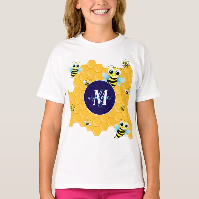 Camiseta Big Blue Eyes Bee & Hives de moda (Anverso)