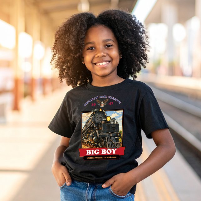 Camiseta Big Boy 4014 Steam Locomotive Vintage Illustration (Big Boy 4014 Steam Locomotive Vintage Illustration. Girl Basic Black T-Shirt)