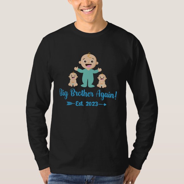 Camiseta Big Brother Again 2023 Baby Announcement Siblings  (Anverso)