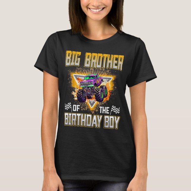 Camiseta Big Brother Of The Birthday Boy Monster Truck Birt (Anverso)