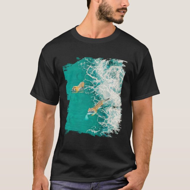Camiseta Big Cat Tiger Surf On The Beach (Anverso)