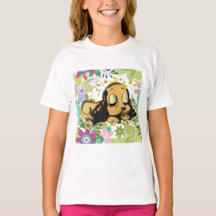 Camiseta big eye sleeping Puppy Dog Cartoon Animal Art    T