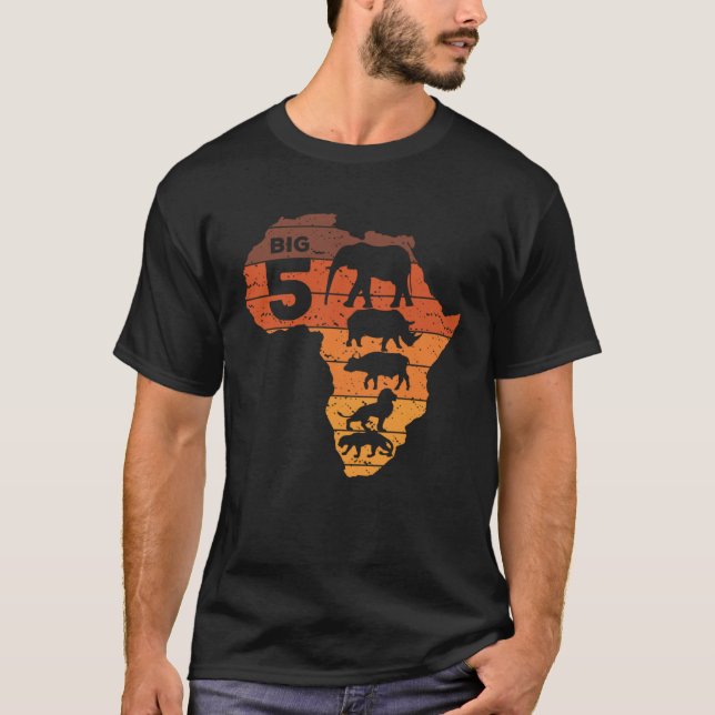 Camiseta Big Five African Animals Elephant Rhino Buffalo Li (Anverso)