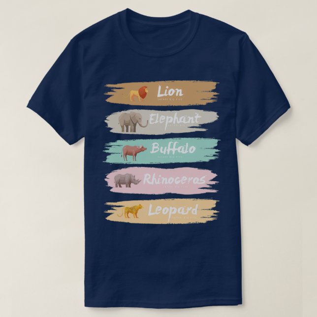 Camiseta Big Five Safari Animals Pastel (Diseño del anverso)
