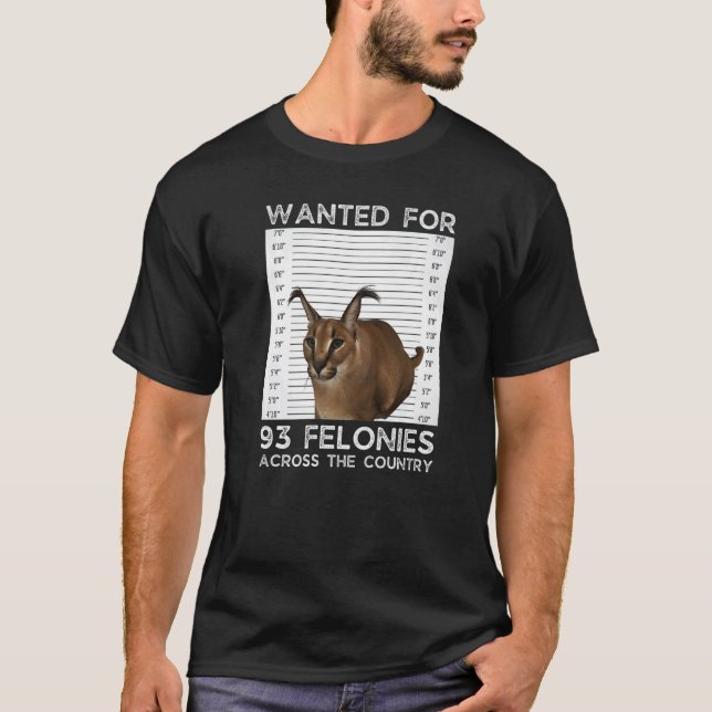 Camiseta Big Floppa Wanted Caracal Cat Meme (Anverso)