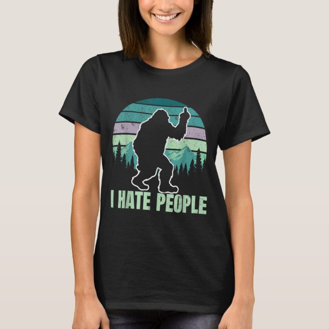 Camiseta Big Foot I Hate People Middle Finger Sasquatch Ret (Anverso)