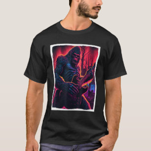Camiseta Big Foot Sasquatch Rock Guitar Música Metalizado G
