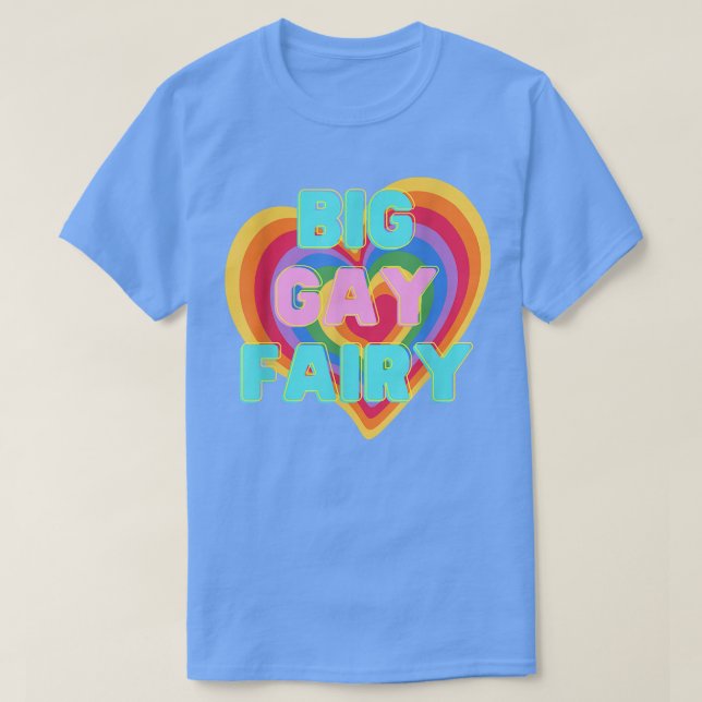 Camiseta Big Gay Fairy LGBTQ PRIDE ALLY Rainbow Flag  (Diseño del anverso)