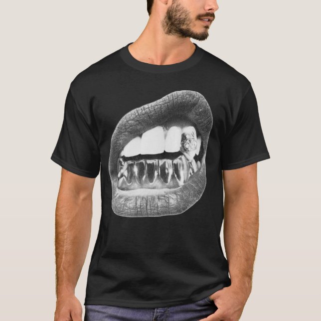Camiseta Big Lips Y2k Mouth T Shirt - Grillz White T Shirt  (Anverso)