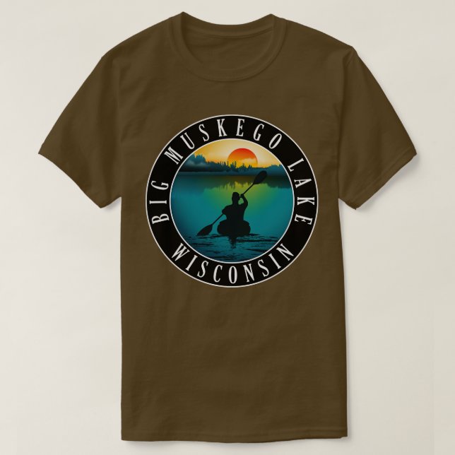 Camiseta Big Muskego Lake Wisconsin Kayaking (Diseño del anverso)