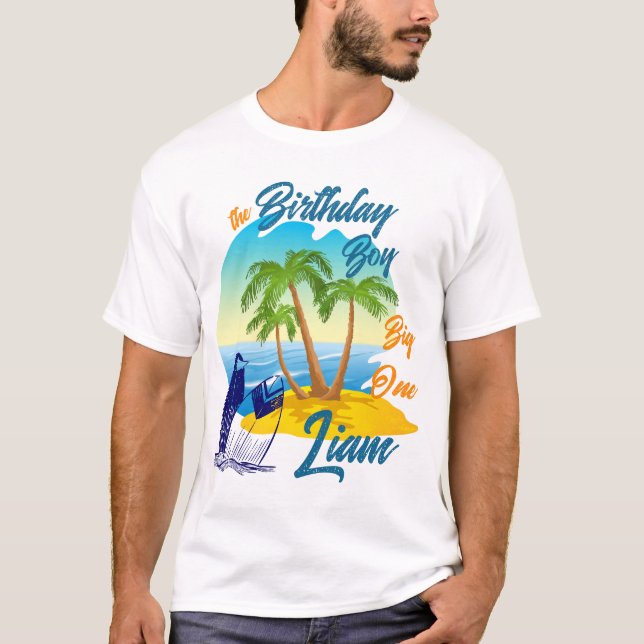 Camiseta Big One Birthday Boy Beach Theme Personalized Name (Anverso)