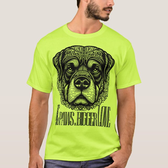 Camiseta Big Paws, Bigger Love - Rottweiler (Anverso)