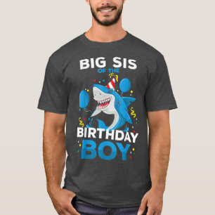Camiseta Big Sis del bebé cumpleaños del océano del tiburón