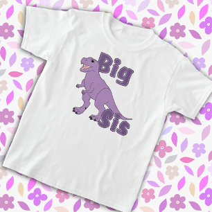Camiseta Big Sis Happy T-Rex Purple Tyrannosaurus Dinosauri