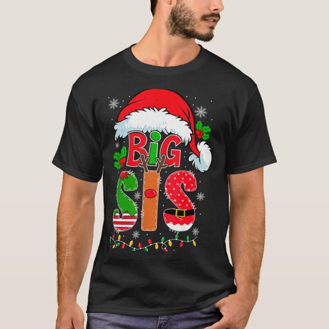 Camiseta Big Sis Santa Hat New Big Sister Announcement Xmas (Anverso)